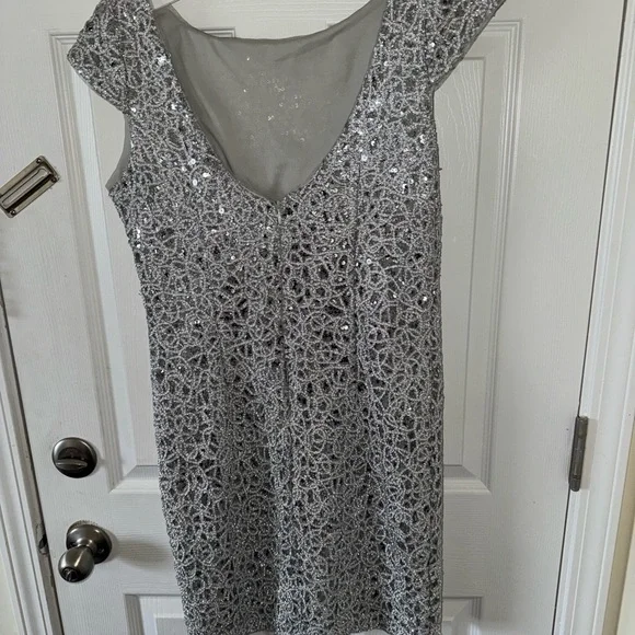 Adrianna Papell Silver Sequin Mini Dress - Picture 1 of 3